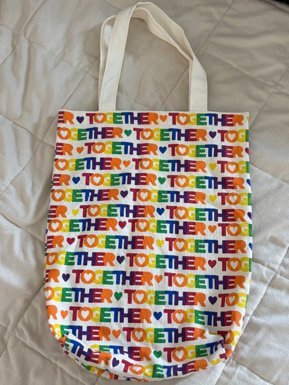 Target Pride Together Rainbow Heart Canvas Tote Bag Reusable Shopping Grocery